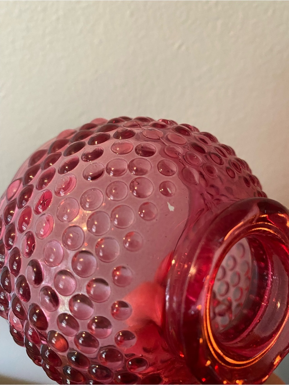 Vintage Cranberry Hobnail Glass Fairy Lamp - Picture 5 of 6